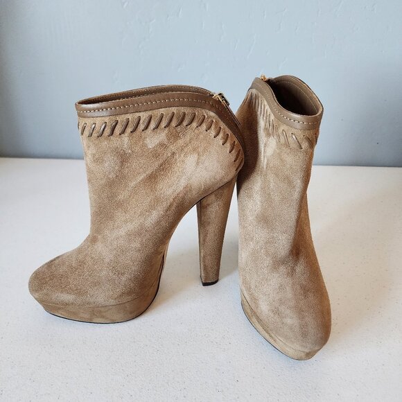 Jimmy Choo Tan Suede Booties "EUC" - Picture 10 of 16